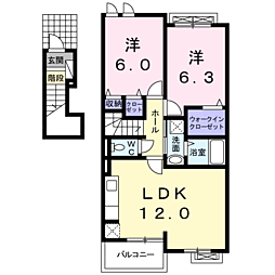 フレアビタシオンD 2LDKの間取図画像