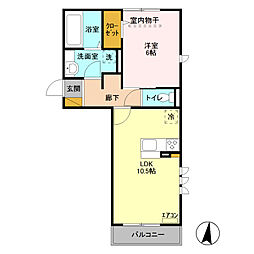 クランリジエル 1LDKの間取図画像