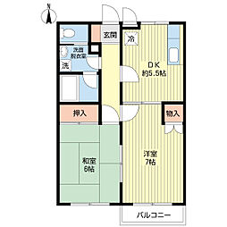 プレゼンスＡＭＩ 2階2DKの間取り