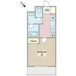 プレッソ津田沼 1階1Kの間取り