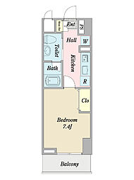 アヴニール習志野 4階1Kの間取り