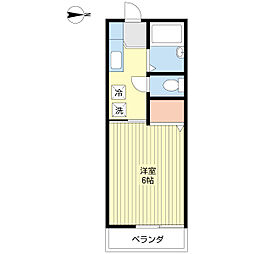 ラポール谷津A 1Kの間取図画像