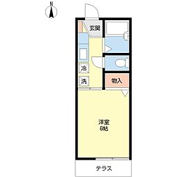 ラポール谷津A 1Kの間取図画像