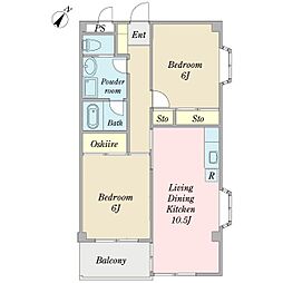 ヴィラＮＳ 2階2LDKの間取り