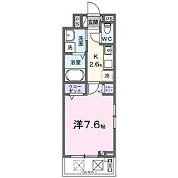 ヒカルサふじみ野上福岡 1Kの間取図画像