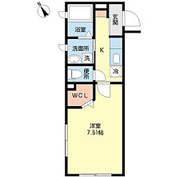第二ノーブルシャトー 1Kの間取図画像