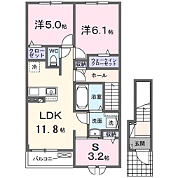 GROVE STAGE B棟 2LDKの間取図画像