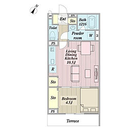 Brave Blossom みずほ台 1LDKの間取図画像