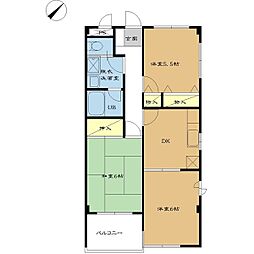 スクェアガーデン2 3DKの間取図画像