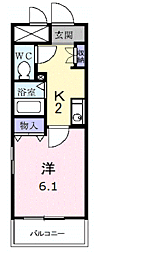 エレガンラルジュ 1Kの間取図画像