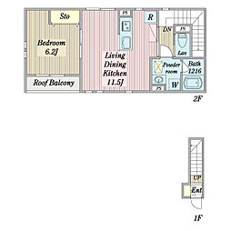 フリージュ鎌倉 1LDKの間取図画像