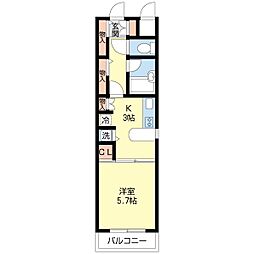 オリーブガーデン 1Kの間取図画像