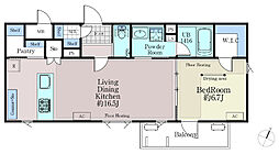 GLOBE NISHIAZABU 1LDKの間取図画像