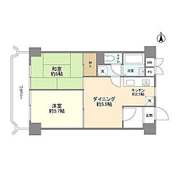 中落合ガーデニア 904 9階2DKの間取り