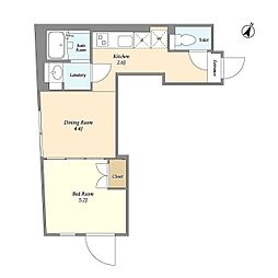 ＥＸＡＭ西小山 3階1DKの間取り