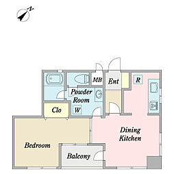 プロシード亀戸 1DKの間取図画像