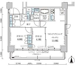 パークアクシス菊川ステーションゲート 2LDKの間取図画像