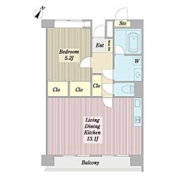 ビューバレー三ツ沢 6階1LDKの間取り