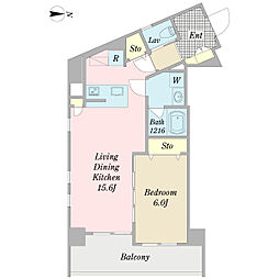 グランヴェール石川町 1LDKの間取図画像