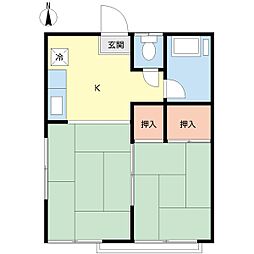 シャトー三ッ沢 2Kの間取図画像
