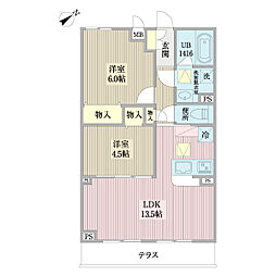 芥川ビル 2LDKの間取図画像