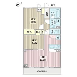 芥川ビル 2LDKの間取図画像