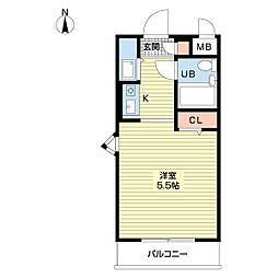 プロシード白楽 ワンルームの間取図画像
