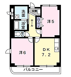 アプローズ 3階2DKの間取り