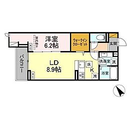 Cradle 1LDKの間取図画像