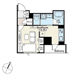K-TREE目黒 ワンルームの間取図画像