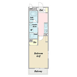 マリーズハウス 2階1Kの間取り