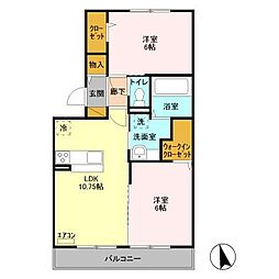 ル　リアン 3階2LDKの間取り