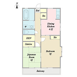 カサベルデＢＩＤＯＣ棟 2階2DKの間取り