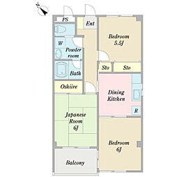 パールハイム 3DKの間取図画像
