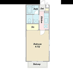 カスタリア1 1Kの間取図画像
