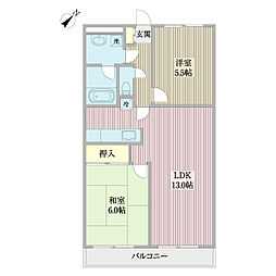 ロックプラッツ岩井 2LDKの間取図画像