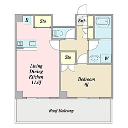東洋コーポレーション緑が丘ビルSKM 1LDKの間取図画像