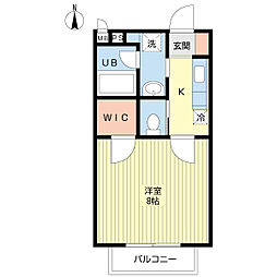 ユリフルK 1Kの間取図画像