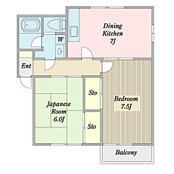プレミールB 2DKの間取図画像