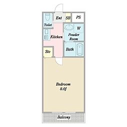 グリーンコーポ 1Kの間取図画像