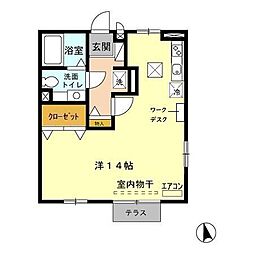 ルミナスビラ　Ｂ 1階ワンルームの間取り