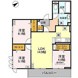モンステラ 102 1階3LDKの間取り