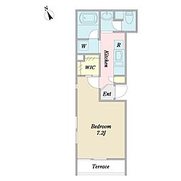 アンソレイユ 1階1Kの間取り