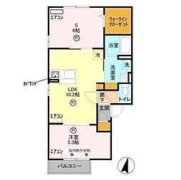 メゾンブランシュ 1LDKの間取図画像