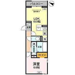 (仮称)八潮南部西62街区PJ B 1LDKの間取図画像
