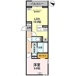 (仮称)八潮南部西62街区PJ B 1LDKの間取図画像