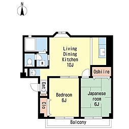 プレステージ千代田 2LDKの間取図画像