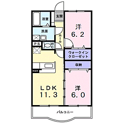 ヒルフィールドブリーズ館 2LDKの間取図画像