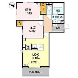 アメニティ 美南東 2LDKの間取図画像