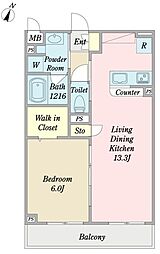 ベルファーム 1LDKの間取図画像
